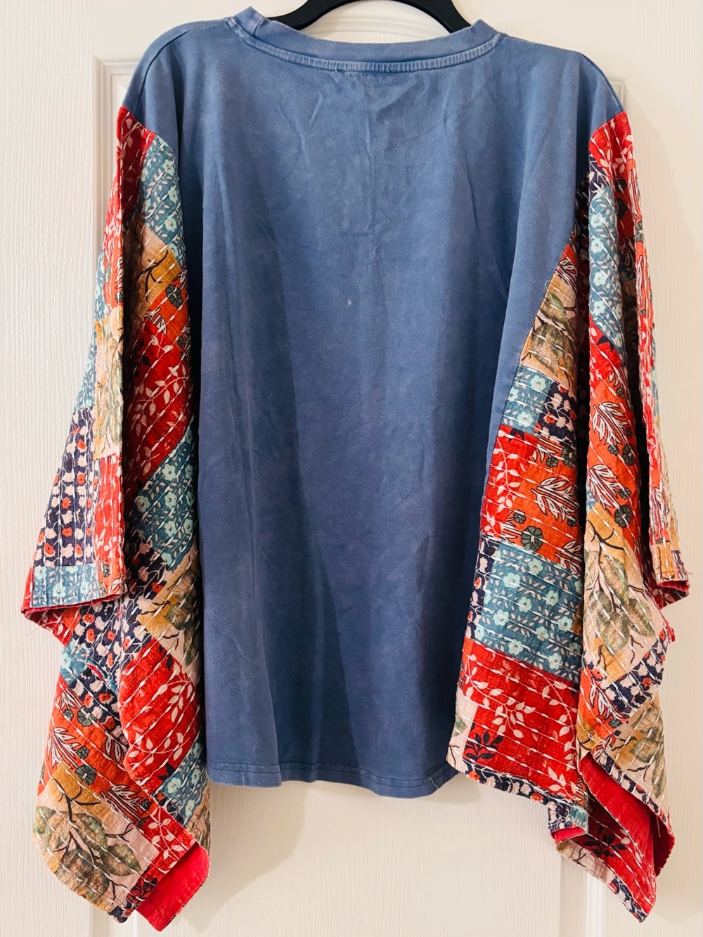NWT Blue Velvet Our Lady of Guadalupe Kantha Sleeve Top S/M Boho - Picture 3 of 7